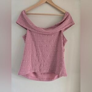 Off-Shoulder Textured Pink Tank Top